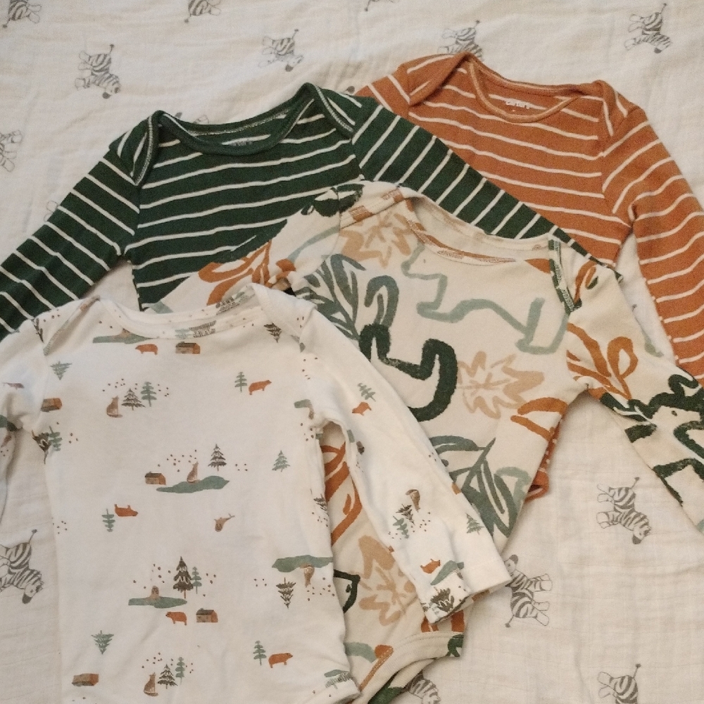 Carter's Green and Orange Long Sleeve Tees